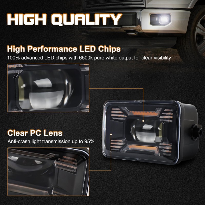 OCHYIT - Luces antiniebla LED F150 con luz antiniebla ámbar