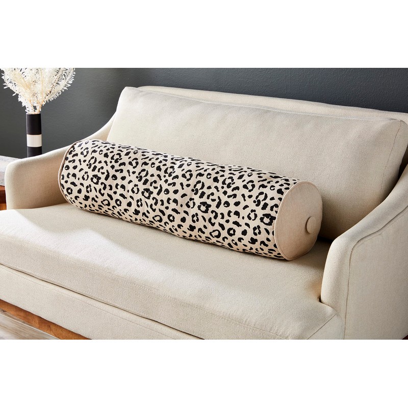 Mud Pie Black Cheetah Bolster Pillow
