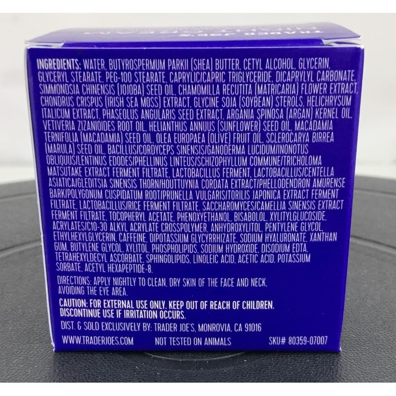 Trader Joe’s Night Cream Irish Sea Moss Extract Fermented Mushroom