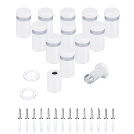 sourcing map 12 Pcs 1/2" x 4/5" Standoff Screws Stainless Steel Wall Mount Sign Mounting Hardware Kit with 14pcs Screws for Hanging Acrylic Glass Signs Advertising Boards, White