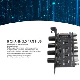 Sanpyl 4 Knob Cooling Fan Speed Controller, 8 Channels, PWM, SATA Powered, 3/4 Pin Compatible, Desktop PC Case Fan Hub