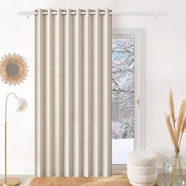 HMYI Pleated Folding Doorway Curtains - 100% Blackout Window Drapes for Bedroom, Living Room & Closet, 60 Inch Approximate Pinch Pleated Curtains, 1 Panel, W60 x L80, Sand Beige