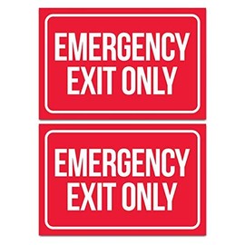Emergency Exit Only Sticker Signs (Pack of 2) | Large Decals for Doors, Offices, Restaurants, Stores, Schools, Hospitals