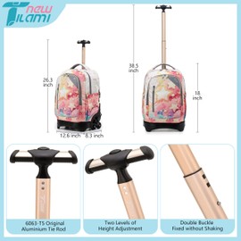 NEW TILAMI 18 Inch Rolling Backpack for kids Adjustable Strap Laptop Backpack Suitcase with Wheels for Girls Boys to School Travel Camping Rolling Backpack, Starshine