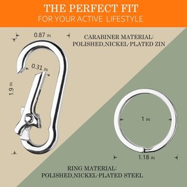 Metal Keychain Holder for Belt Heavy Duty Carabiner with Keyring Clips Organizer for Car Keys, Zinc Alloy