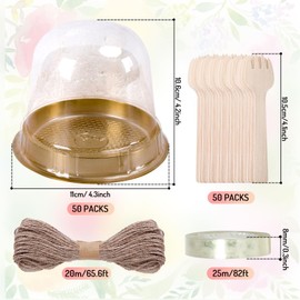 Whaline 150 Sets Disposable Individual Charcuterie Cup Set Clear Plastic Cupcake Container with Spork Rope for Dessert Display Charcuterie Grazing Table Catered Event Wedding