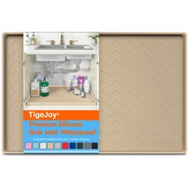 TigeJoy Under Sink Mat 19" x 19" - Silicone Mat in Kitchen and Bathroom Organizers and Storage, Waterproof Protector for Drawer Shelf and Cabinet Liner, Flexible Sink Drip Tray