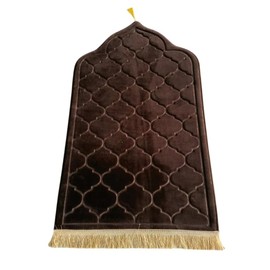 Muslim Prayer Mat, Mussallah, Zaawiya, Prayer Room, Janamaz Sajada, Carpet for Men and Women, Ramadan Gift, Eid Gift. 65x110cm (Choc Brown)