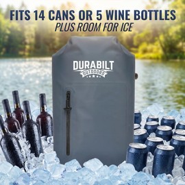 Durabilt 20L Waterproof Cooler Roll Top Backpack Sack, Heavy-Duty Soft Insulated Bag Doubles as Dry Bag, Holds 14+ Cans and Room for ice, Ideal for Boating, Fishing, Kayaking, Hiking, Beach, Camping