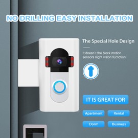 Anti-Theft Video Doorbell Mount Compatible with Ring/Blink Wireless Video Doorbell 1/2/3 Plus/3/4/(2020 Release), Adjustable No-Drill Mounting Bracket Wedge Adapter Holder Accessories (White)