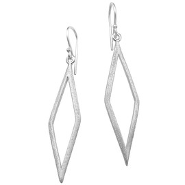Vinani Women's Earrings 925 Silver - Earrings Narrow Long Diamond Brushed - Pearl Earring Set for Women 2OHB, Sterling Silver, No Gemstone