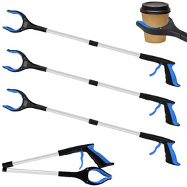 Tottist 4 Pack Grabber Reacher Tool for Elderly, 32" Extra Long Litter Stick Lightweight Handy Claw Grabber for Arm Extension Garbage Gripper Trash Pick up Litter Picker Garden(Blue Classic)