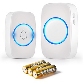 Blendura Wireless Doorbell Set, 300 m Wireless Range Doorbell IP44 Waterproof Electronic Doorbell with Plug-In Receivers, 60 Melodies, 5 Volume Levels, White