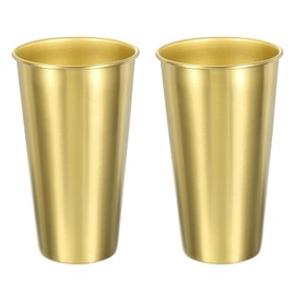 uxcell 2 Pc 304 Stainless Steel Cup, 23.66oz/700ml Water Cup Unbreakable Shatterproof Metal Drinking Tumbler for Bar Restaurant Gold