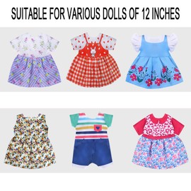 Baby Doll Clothes, 6 Sets Girl Doll Clothes Dress for 10-12 Inch Doll, Doll Outfits Accessories for Baby Doll Girl, Alive Doll Outfits for Girls Gift
