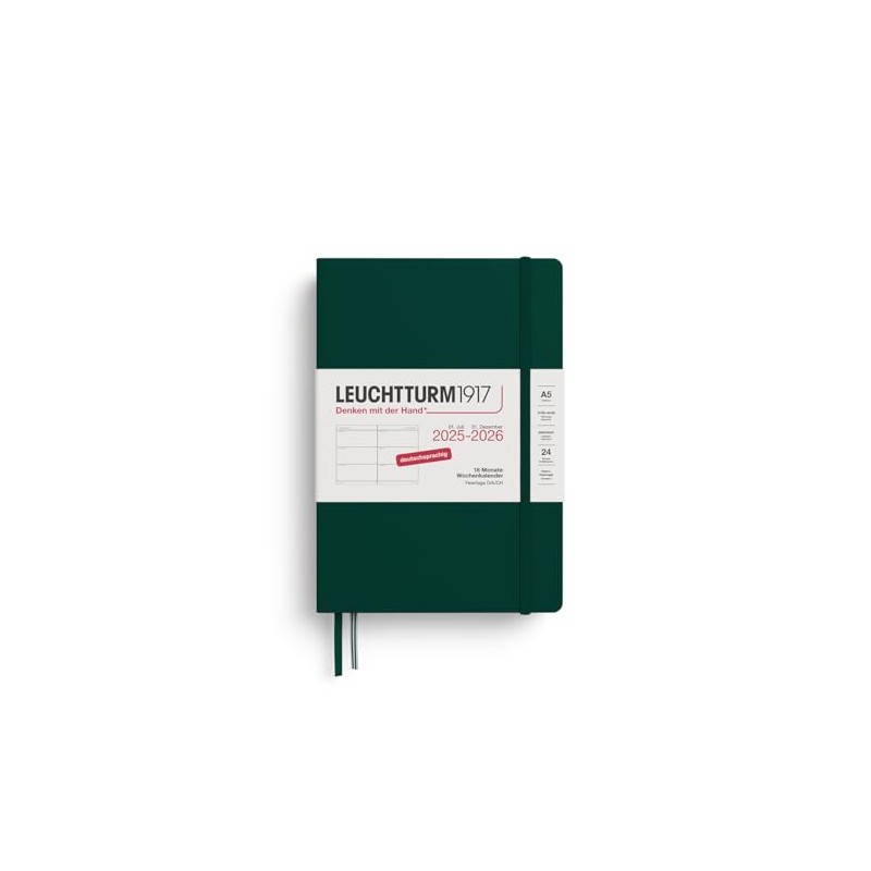 LEUCHTTURM1917 372631 Weekly Planner Medium (A5) 2026, 18 Months 07.2025-12.2026,