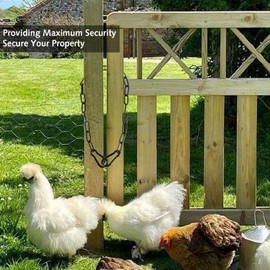 Gate Chain Lock, Stainless Steel Gate Link Chain Lock with Double Carabiner Chain Key for Outdoor Fences, Pet Cages, Horses, Goats, Cow, Coral Supply