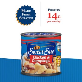 Sweet Sue Chicken & Dumplings – Scratch Made Canned Chicken Dumplings, 14 Grams of Protein Per Serving - Food Service Size for Cafeteria, Bulk Pantry - 48 oz Can (Pack of 1)