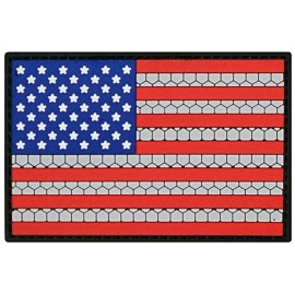 USA American Flag PVC RUBBER PATCH || 2PC HOOK BACKING  3"x2"