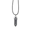 VIE Double Point Pencil Pendant, Black String (Grey Agate)