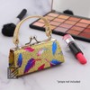 Glitter Lipstick Case with Colorful Leaves and Handle - Gold