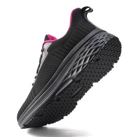 AVW Womens Non Slip Work Shoes Water Resistant Walking Sneakers Food Service Chef Kitchen Shoes Black-Rose