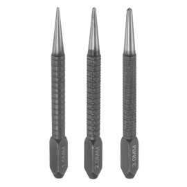 HARFINGTON 3pcs Center Punch Set 1.5mm/2mm/3mm Carbon Steel Non-Slip Nail Setter Punch Tapered Alignment Center Hole Pin Tool for Plastic Metal Wood Scribe Marking