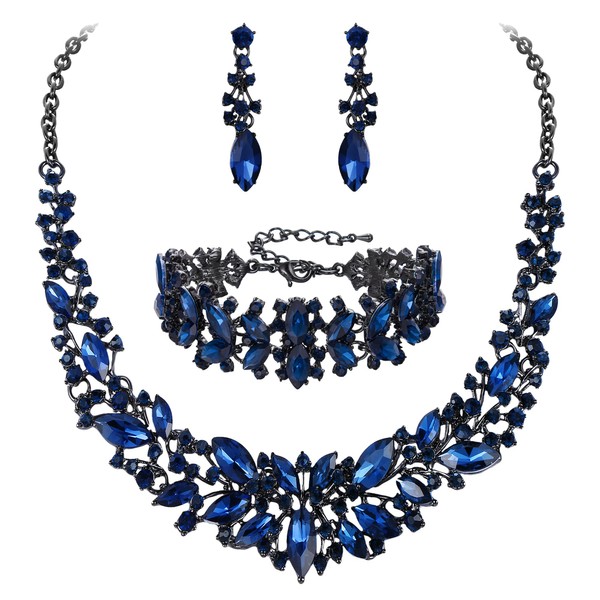 BriLove Wedding Bridal Necklace Earrings Bracelet Jewelry for Women Austrian