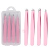 Pink 4pcs Tweezers Set Multifunction Eyebrow Tweezers Stainless Steel Hair