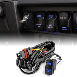 WeiSen 300W Plug & Play LED Light Bar Wiring Harness Kit with Pulse Power Connector Relay Fuse, 14AWG 1 Lead 12V On Off Rocker Switch Compatible with Polaris RZR General Ranger
