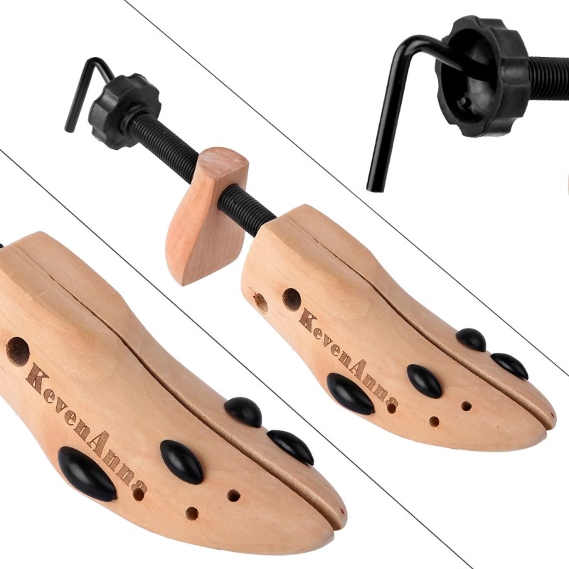 Kevenanna Pair Of Premium Professional 4-Way Wooden Shoe Trees, Wooden