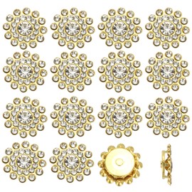 PATIKIL 100 Pcs Sew on Rhinestones, 14mm Flower Glass Rhinestones with Craft Gems Crystal Embellishments for Clothes Shoes Belt DIY Crafting Decoration, White