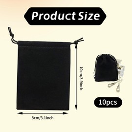 YMCLUB 10PCS Velvet Jewelry Pouches with Drawstrings, Small Velvet Bags 3x4 for Organizing Bracelets, Headphones, Beads, Candies, Gifts, Gadgets, Soft Felt Velvet Drawstring Bags