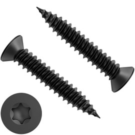 Pack of 100 M3 x 16 mm Wood Screws Stainless Steel A2/VA2 Screws Black for Acoustic Panels Torx Countersunk Head Stainless Steel Full Thread Chipboard Screws Self-Tapping Screws Universal Screws