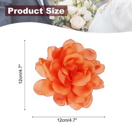 PATIKIL Silk Satin Flower Brooch Pin 4.7", Large Peony Floral Lapel Pin for Women Wedding Party Birthday Dance Banquet Dress Clothes Hat Bag Decoration, Orange