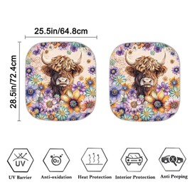 Gearider Dahlia Highland Cow Car Front Windshield Sun Shade Foldable Sunshade Cover for UV Rays, Sun Glare Portable Sun Visor Protector Car Summer Accessories