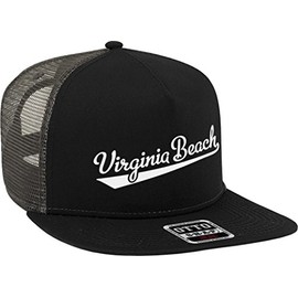 NOFO Clothing Co Virginia Beach Script Baseball Font Snapback Trucker Hat, Black/Charcoal Grey