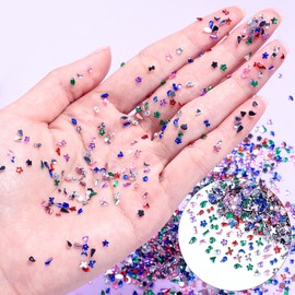2000 Pcs 3D Small Nail Stones and Gems, Multi Shape Colorful Nail Gem Rhinestones, Mini Nail Art Rhinestones and Charms, Heart Star Flower Tiny Nail Stones for Nail Art Crafts Clothing Makeup