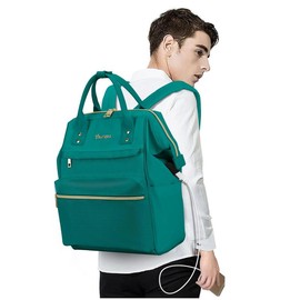 Laptop Backpack, 15.6 Inch Work Backpack For Teachers Nurse Bag, Computer College Backpack Wallet, Waterproof Anti-Theft Travel Backpack with USB Charging Port for Unisex - Color: Dark green
