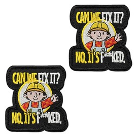 2 PCS Can We Fix It - Funny Meme Patches Tactical Embroidered Emblem Applique Hook and Loop Patches for Armband,Jacket,Pants,Coat,Biker,Pouch,Clothes,Bag,Backpack,Vest,Hat,Uniforms
