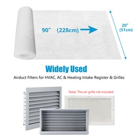 Air Jade Complete Air Vent Filters Kit, 90 x 20 inches Electrostatic Media with Installation Tape, 36+ Filters per Roll for HVAC, Air Conditioner & Heating, Registers and Grilles