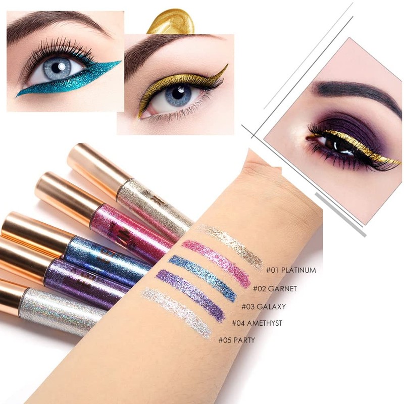 Liquid Glitter Eyeliner, Long Lasting Shimmering Eyeshadow Shimmering Sparkling Silver