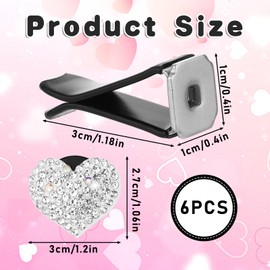 6PCS Bling Heart Car Vent Clips, Crystal Heart Air Freshener Vent Clips, Rhinestone Air Conditioning Outlet Clip, Universal Car Air-Conditioning Fresh Clip for Women, Heart-Decoration for All Vehicles