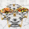 PTASYGK Chafing Dishes for Buffet 4 Pack 5QT Gold SS