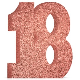 Sweet 18th Birthday Decorations for Girls,Rose Gold Glitter 18th Birthday Party Centerpieces for Table Decorations,Number 18 Table Topper Decor Sign