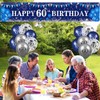 Blue 60th Birthday Decorations for Men Women, Navy Blue Silver
