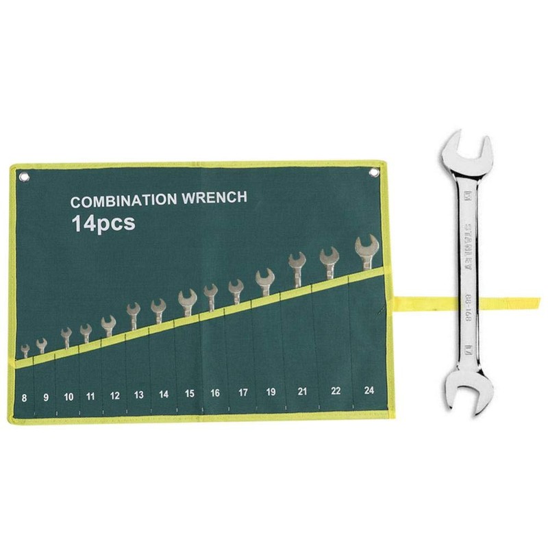 Green Color Set Wrench Pockets Multi-Pocket Canvas Roll Up Tools