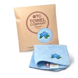 TOWEL COMPANY Imabari Towel Handkerchief, 8.7 x 8.7 inches (22 x 22 cm), Gift, Embroidery, Flower Botanical Garden, Botanical Garden, Hydrangea (Light Blue)