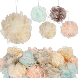 CHENGU 80 Pcs Loofah Bulk Sponge Bath Sponges for Shower Bath Loofah Bulk Shower Pouf Shower Puff Wash Body Pouf Mesh Loofah Exfoliating Body Scrubber for Baby Women Men, 20g (Plain Colors)