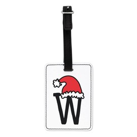 Gift Base Letter W Christmas Hat Visual Luggage Tag with Black Strap